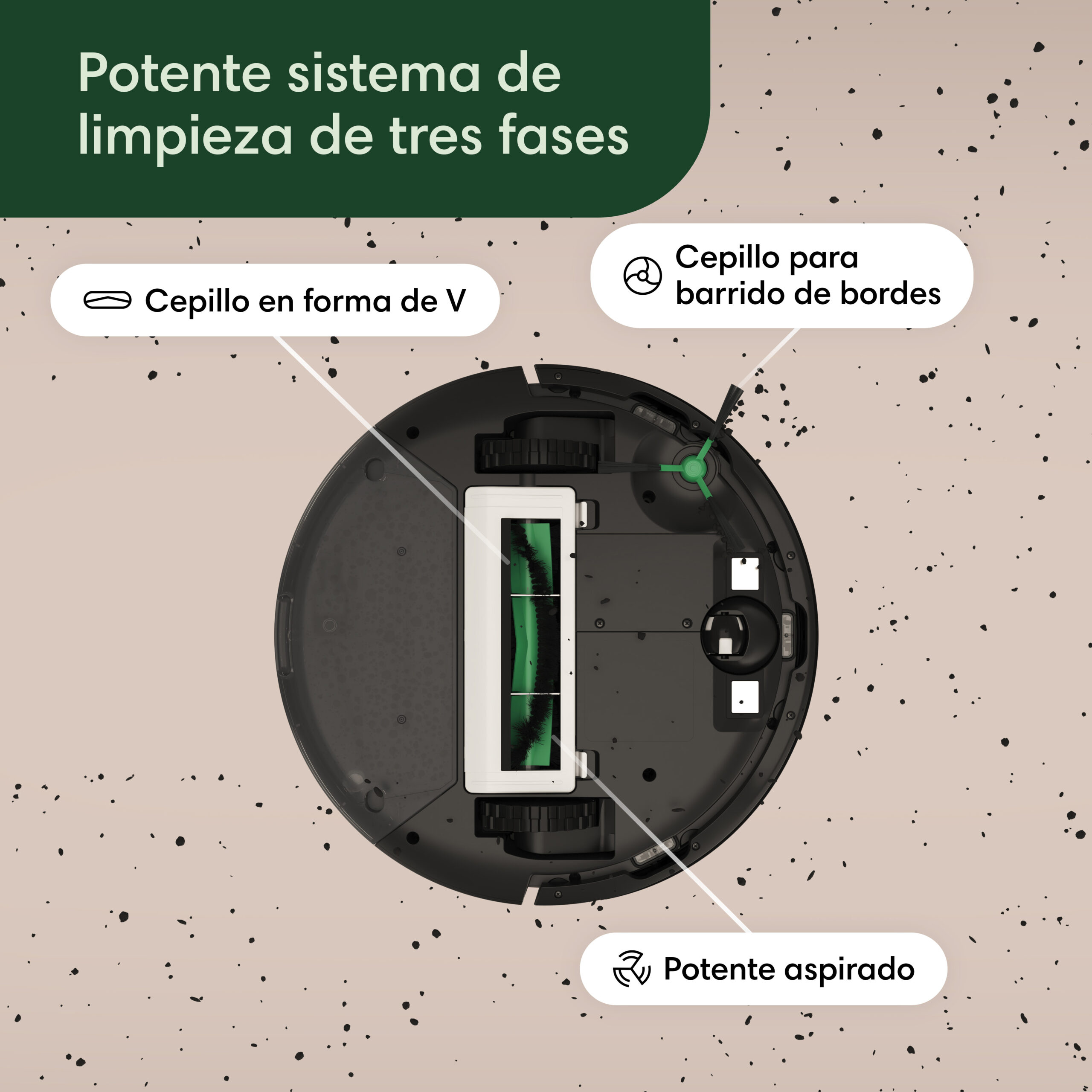 Roomba_Vac_Essential_Black_Photo_Insitu_Underside_Dirt_CleanTrail_Labels_Caption_Overlay_4000x4000_es-LA-scaled